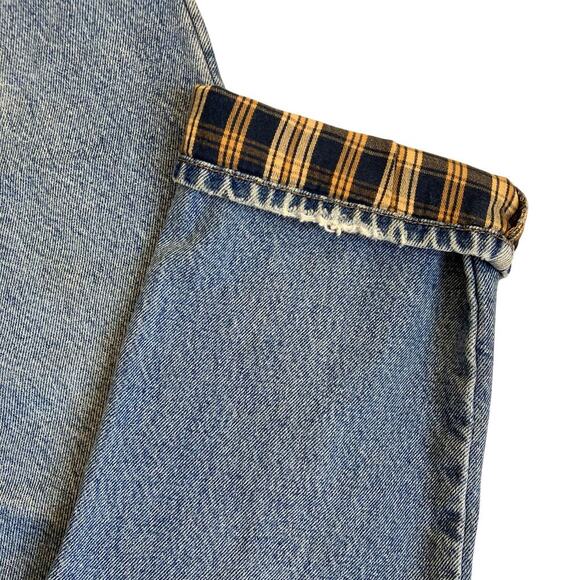 L.L. Bean Womens Vintage 90s Plaid Flannel Lined Jeans High Waisted Tapered Leg - Picture 8 of 16